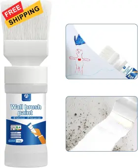 Anirun 758038317415 White Paint For Wall 2-in-1 Brush And 6.35 Fl Oz Pack Of 1