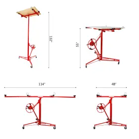 U3040200300 Artist Hand 11ft Drywall Rolling Lifter Panel Hoist Jack Caster Construction Lockable Tool #3