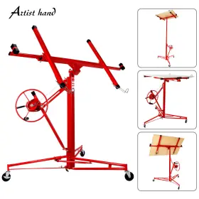 U3040200300 Artist Hand 11ft Drywall Rolling Lifter Panel Hoist Jack Caster Construction Lockable Tool
