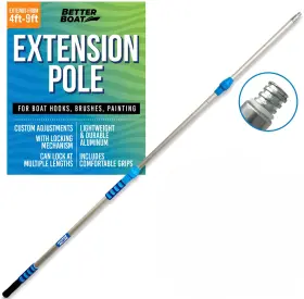 Better Boat 850009198259 Extension Pole Telescoping Rod 4-9 Ft Extendable Deck Brush Handle 9