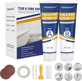 G009 Brand Globalcom Tub Repair Kit White Fiberglass Shower And Porcelain Sink