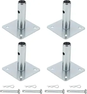 0007601 Brand Kvmorze 4 Pcs Galvanized Scaffold Base With Pin Square Plates Silver