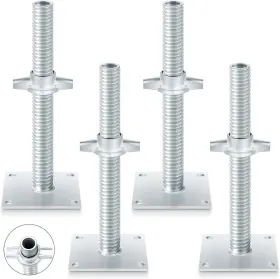 Jax-240822-a Brand Zonon 4 Pcs Adjustable Leveling Jack Scaffolding 5.3 Inch Square Base Silver