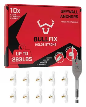 Bullfix Str-xtr-10 Extra Drywall Anchors - 10 Pack Holds Up To 293lbs Heavy Duty Wall