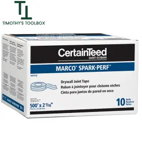 639341 Certainteed 2 1/16 Inch X 500ft Marco Spark-perf Drywall Paper Tape Box Of 10 Rolls