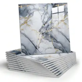 Chejiaye 30 30cm 10pcs Marble Peel And Stick Backsplash Waterproof Washroom Wall Panels