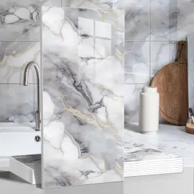 Chejiaye 30 60 10pcs Marble Peel And Stick Waterproof Wall Panels Heat-resistant Backsplash