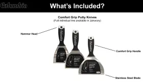 Columbia Taping Tools 824149121361 Comfort Grip Putty Knives 3 Pack 4 5 6 Inch