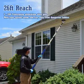 20dh01 Cooptrypoul 5-20ft Telescopic Extension Pole Reach To 26ft Sturdy Aluminum 20ft Blue #2