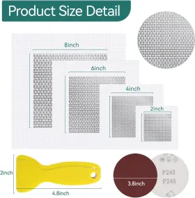 Coutinfly 313023437419 Wall Patch Kit 8 Pcs 2/4/6/8 Inch Aluminum Fiber Mesh Spackle Drywall Reapair Pa #2
