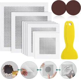 Coutinfly 313023437419 Wall Patch Kit 8 Pcs 2/4/6/8 Inch Aluminum Fiber Mesh Spackle Drywall Reapair Pa