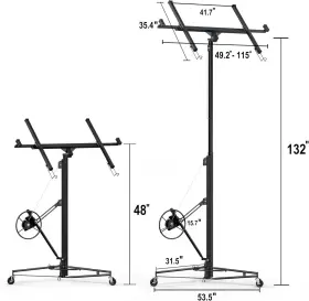 Pq14nlpaxy Cozony 11x4ft Drywall Lift Rolling Lifter Panel Sheetrock Hoist Jack 360 Wheel #2
