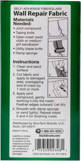 1026669 Duck Brand Self-adhesive Drywall Repair Fabric 6-inch 6 Inch X 25 Ft. White #3
