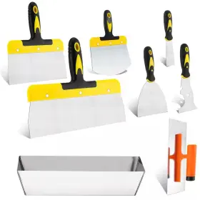 Dyiom 313052297237 8 Pieces Stainless Steel Drywall Hand Tool Kit Includes Taping Knives Putty Kni