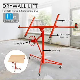 Easyberg 414307024029 Heavy Duty 11ft Drywall Lift Hoist With 150lbs Capacity Tilting Cradle For Ceiling