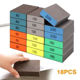 Eeekitonline 690770141135 18pcs Drywall Sanding Sponges Set Wet Dry Sandpaper Block Pads 60-220 Grit