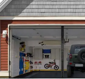 Fego 768470565558 Garage Door Screen For 1 Car 8x7ft Magnetic 8.3x7.15ft Black