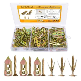 Flayet Jsdwa120 120pcs Pcs Self-drilling Drywall Anchors Kit Self Drilling Anchor Scr