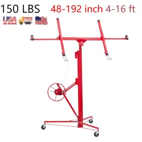 Garvee 629829937283 16 Ft Drywall Lifter Panel Hoist Jack Rolling Caster With 48 Inch -192 Adjustable Arm