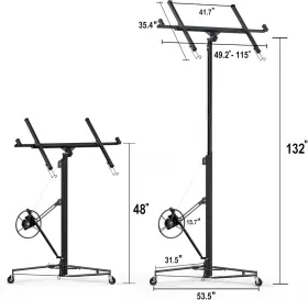 Garvee 629830542582 11ft Drywall Lift Panel Hoist Sheetrock Plasterboard Jack Lifter 150lbs With Wheel #2