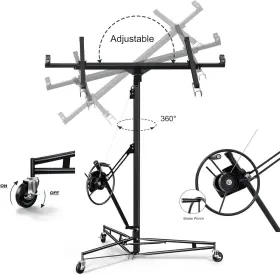 Garvee 629830542582 11ft Drywall Lift Panel Hoist Sheetrock Plasterboard Jack Lifter 150lbs With Wheel #3