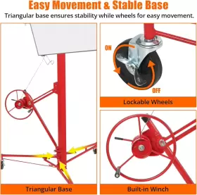 Garvee 689829213503 Drywall Lift 11ft Jack For Ceiling Adjustable Panel Hoist 150lbs #3