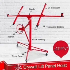 Rf49121 Getfastshipping 16ft Drywall Lifter Panel Hoist Jack Rolling Caster Construction Lockable 150lbs #3