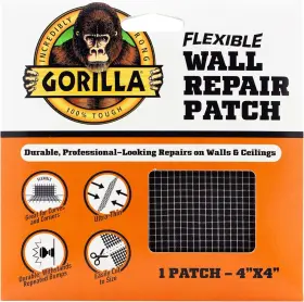 Gorilla 052427018120 Flexible Wall Repair Patch 4 Inch X 1 Count Pack Of Dark Gray