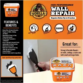 107055 Gorilla Heavy Duty Wall Repair Spackling Primer 16 Ounce Tub White #3