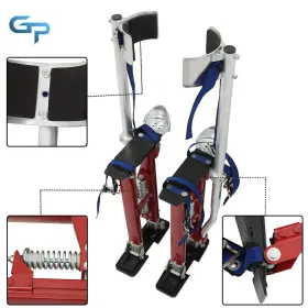 Gre157815 Greatparts For Putting Up Drywall Wallpaper Painting 18-30-inch Red Aluminum Stilts Tool
