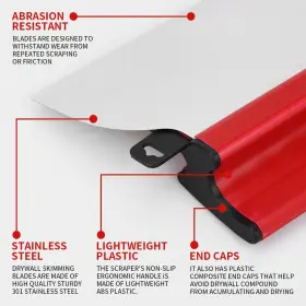 Grogr 16in/40cm 16inch/40cm Drywall Skimming Blade Stainless Steel Smoothing Spatula #3