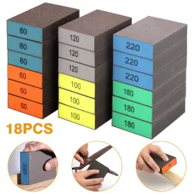Ibrookauction 690770141128 18 Sponge Drywall Foam Sanding Blocks Wet Dry Sand Paper Lot 60-220 Grit