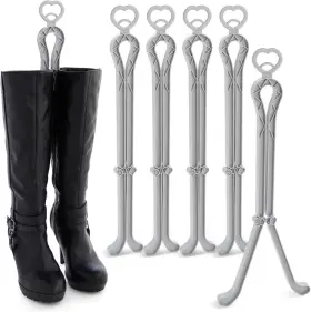 Juvale 445038455461 6 Pack Folding Boot Shaper Stands For Storage Grey Clip Support Inserts