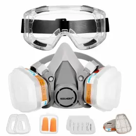 Kischers 606184383412 Reusable Half Facepiece And Anti-fog Safety Goggle Set Against Dust/organic V