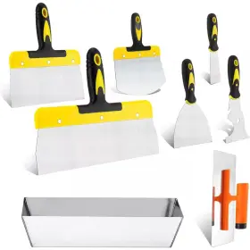 Kiwdzfu 313055058040 8-piece Stainless Steel Drywall Hand Tool Kit With Ergonomic Handles Taping And