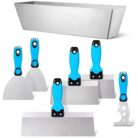 Laybus 726084598744 Drywall Hand Tool Kit 7-piece Stainless Steel Knife Includes Putty Knif