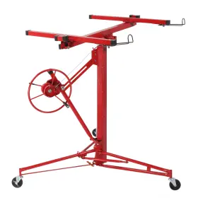 Zz6599 Leadzm 11ft 150lbs Heavy Duty Drywall Lift Sheetrock Hoist Holder Rolling Wheels Red