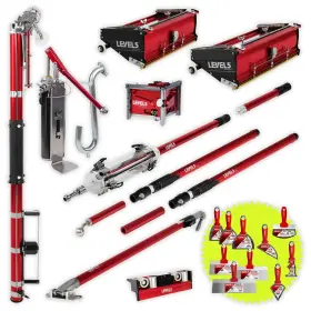 4-661p Level5 Drywall Tools Set Flat Boxes Taper And Ext. Handles Minishot 4-661p Level5 Drywall Tools Set Flat Boxes Taper And Ext. Handles Minishot
