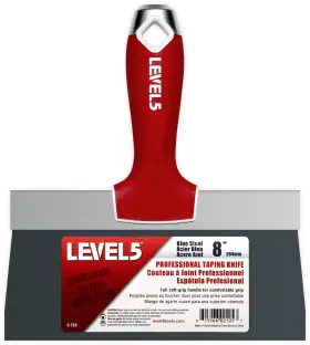 5-124 Level5 8 Inch Blue Steel Soft Grip Taping Knife - Pro-grade Metal Hammer End
