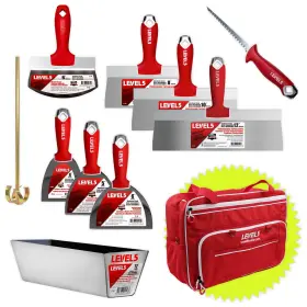 Level5 810091333204 Finishers Hand Tool Set With Bag - Premium Joint And Taping Knives Mixer Jab Sa
