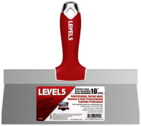 Level5 815966021101 10 Inch Soft-grip Stainless Steel Taping Knife - Pro-grade Metal Hamme