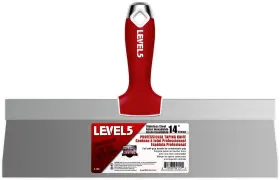 Level5 815966021125 14 Inch Soft-grip Stainless Steel Taping Knife - Pro-grade Metal Hammer End