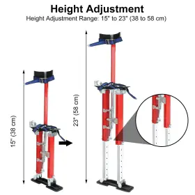 Littlestar2018 Dy48331 15 In -23 Adjustable Drywall Stilts Tool For Painters Walking Taping Red