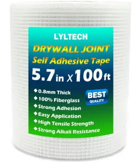 Lyltech 445029456446 Drywall Joint Tape- 5.7in X 100 Ft 13 Mesh 100% Fiberglass Heavy-duty