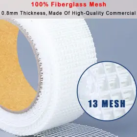 Tape-13 Lyltech 632202727098 Drywall Joint Mesh 100% Fiberglass 1.88-inch X White #2