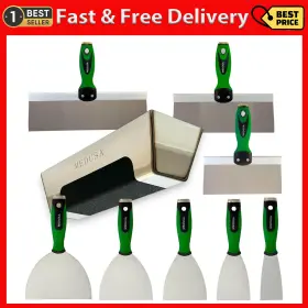 Medusa 313090572570 Flexible Stainless Steel Drywall Taping Kn Ife Set With 12 Inch Mud Pan And Grip