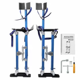 1166182 Menbager Professional Grade Adjustable Drywall Stilts Light Blue 24 Inch - 40
