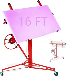 Rd-lift-g6598 Motoos 16ft Drywall Lift Plasterboard Sheetrock Hoist Lifter Carrier With Red