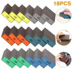 Partsdomauction 690770141142 18pcs 60-220 Grit Drywall Sanding Sponge Block Pads Wet Dry Sandpaper Sand Paper