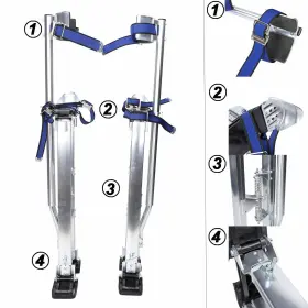 R803096 Racingcarpartshome Silver Drywall Stilts Aluminum Tool Stilt 24-40 Inch Portabl For Painter Walking